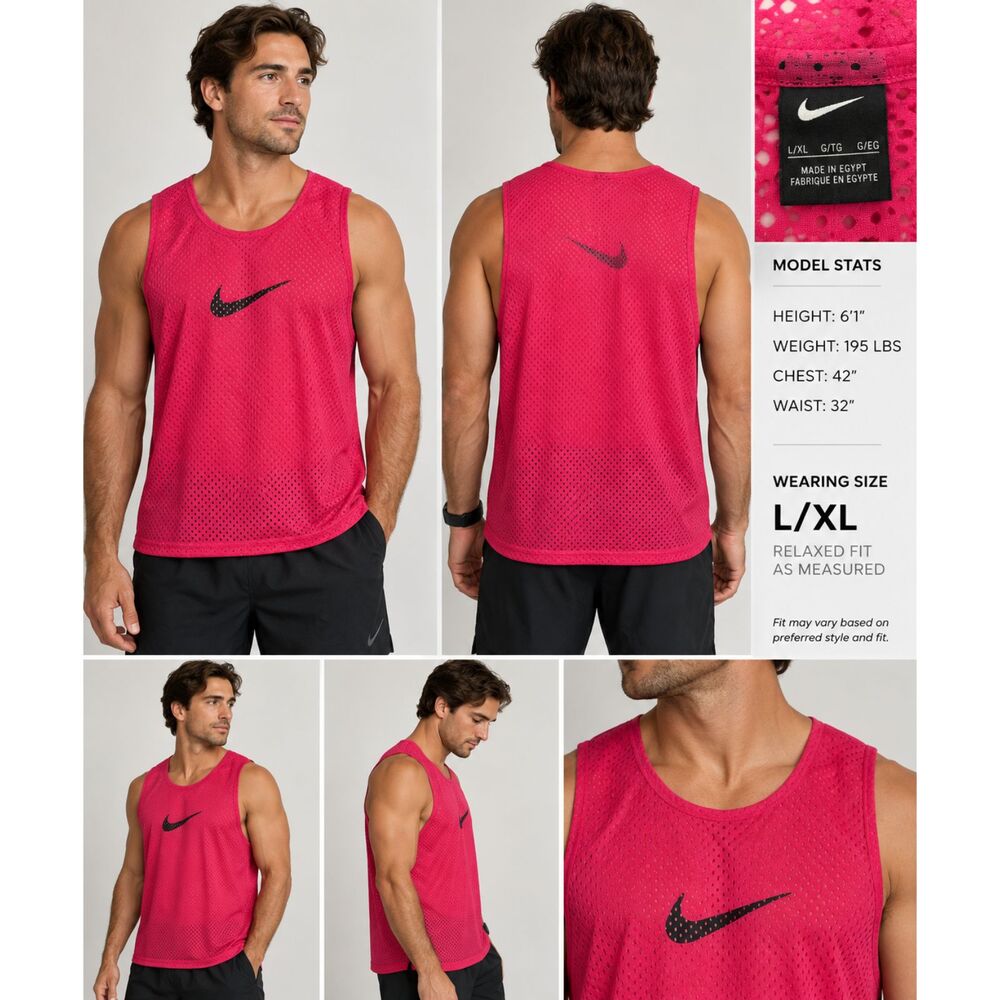 Nike Mesh Scrimmage Vest Pink Reversible Sleeveless Jersey Pinnie Size L/XL